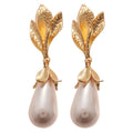 Light Luxury Faux Pearl Floral Teardrop Tassel Drop Earrings With Silver Needle Studs view 5
