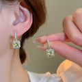 18K Gold Plated Copper Square Zircon Stud Earrings With Silver Posts, Minimalist Light Luxury Jewelry view 4