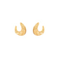Light Luxury Vintage Gold Alloy Irregular Textured Half Moon C Hoop Stud Statement Earrings view 5