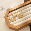 Light Luxury Vintage Gold Alloy Irregular Textured Half Moon C Hoop Stud Statement Earrings view 4