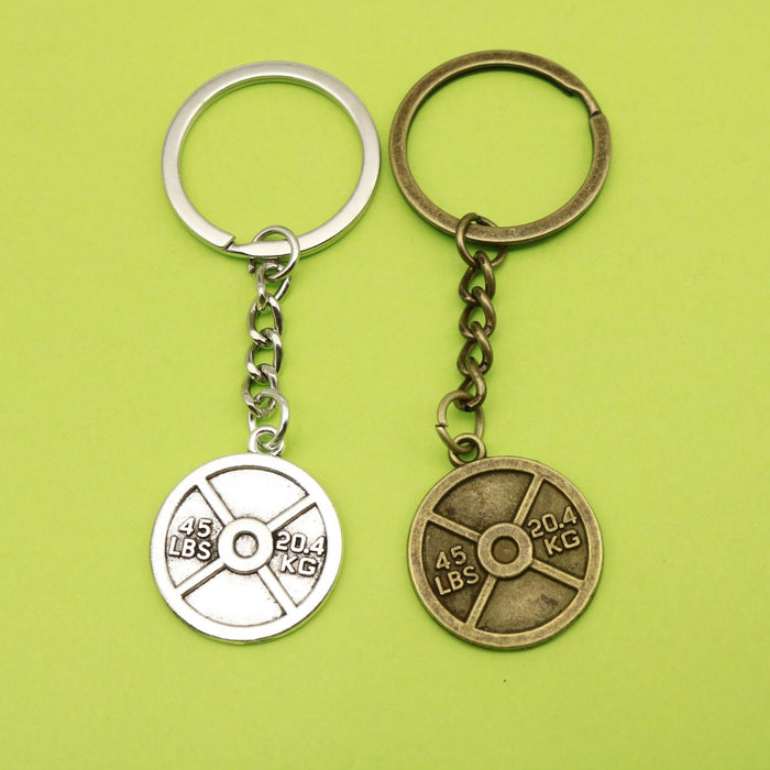 Metal Minimalist Weight Plate Keychain Fitness Bag Charm Gift