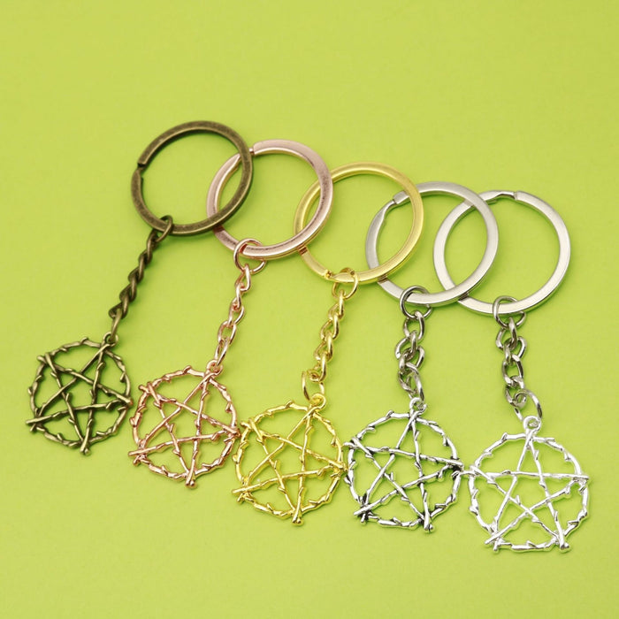 Metal Thorn Star Keychain Bag Charm