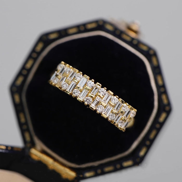 Crystal Micro Pave Zircon Ring For Women, Elegant French Style Fashion Finger Jewelry