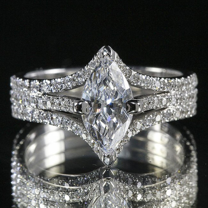Dreamy Stackable Marquise Geometric Ring For Women, Luxury Niche Trendy Designer Statement Jewelry