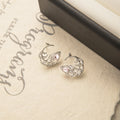 Luxury Korean Style Rhinestone Feather Stud Earrings With Pink Crystal Accents, Elegant Alloy Women's Earrings view 3
