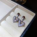 Copper Zircon Waterdrop Heart Stud Earrings Minimalist Light Luxury Elegant Style view 2
