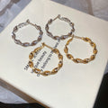 18K Gold Plated Copper Twisted Zircon Hoop Earrings With Silver Posts For Women view 4