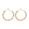 18K Gold Plated Copper Twisted Zircon Hoop Earrings With Silver Posts For Women view 5