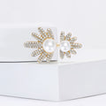 Alloy Rhinestone Pearl Leaf Brooch Pin For Cardigans And Coats view 4