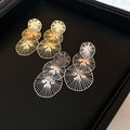 Chic Metal Irregular Hollow Round Tassel Drop Earrings With Silver Pin Geometric Light Luxury Style view 2