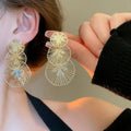 Chic Metal Irregular Hollow Round Tassel Drop Earrings With Silver Pin Geometric Light Luxury Style view 3