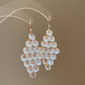 Light Luxury Acrylic Shell Geometric Zircon Tassel Drop Earrings With Silver Needles view 2