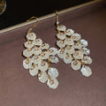 Light Luxury Acrylic Shell Geometric Zircon Tassel Drop Earrings With Silver Needles view 4