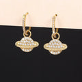 Creative Planet Metal Micro Pave Earrings, Dynamic Commuter Versatile Advanced Style Jewelry view 2