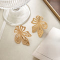Vintage Luxury Gold Alloy Irregular Hollow Butterfly Statement Studs For Women Party Jewelry Earrings view 3