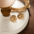 Elegant Vintage Hammered Gold Alloy Spiral Round Hollow Geometric Statement Stud Earrings view 4