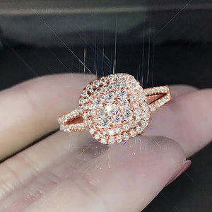 Elegant Sweet Women's Geometric Ring With Micro Pave Zircon, Shiny Classic Fashion Accessory