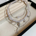 Starfish Shell Faux Pearl Layered Necklace Beach Vacation Style Clavicle Chain Jewelry view 4