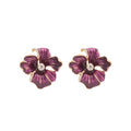 Elegant Rhinestone Enamel Flower Alloy Clip-on Earrings For Women Fresh Forest Style view 5
