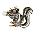 Gold Tone Silver Tone Squirrel Crystal Two Designs Metal Brooch Pin view 6