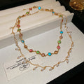 Exotic Double Layer Faux Pearl Necklace Geometric Round Bead Light Luxury Collarbone Choker view 2