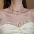 Exotic Double Layer Faux Pearl Necklace Geometric Round Bead Light Luxury Collarbone Choker view 3
