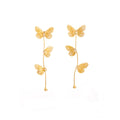 Elegant Gold Alloy 3D Butterfly Tassel Drop Studs With Crystal Rhinestone Accents For Women Earrings view 5