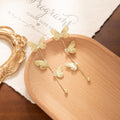 Elegant Gold Alloy 3D Butterfly Tassel Drop Studs With Crystal Rhinestone Accents For Women Earrings view 3