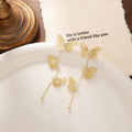 Elegant Gold Alloy 3D Butterfly Tassel Drop Studs With Crystal Rhinestone Accents For Women Earrings view 2