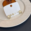 Elegant New Chinese Gold Alloy Rhinestone Cat Eye Stone Peace Lock Stud Set Multi Pair Women's Earrings view 4