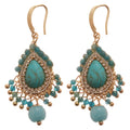 Ethnic Style Teardrop Turquoise Pearl Tassel Drop Earrings With Rhinestone Silver Needle view 5