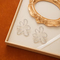 Elegant French Silver Alloy Hammered Hollow Flower Drop Studs With Rhinestone Accent Statement Earrings view 4
