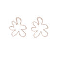 Elegant French Silver Alloy Hammered Hollow Flower Drop Studs With Rhinestone Accent Statement Earrings view 5