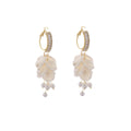 Elegant Shell Petal Pearl Tassel Stud Earrings With Zircon Rhinestone Alloy Hoop Luxury Vacation Earrings view 5