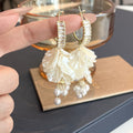 Elegant Shell Petal Pearl Tassel Stud Earrings With Zircon Rhinestone Alloy Hoop Luxury Vacation Earrings view 2