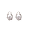 Elegant Korean Style Pearl Hoop Ear Cuffs With Sparkling Zircon Rhinestone Alloy Luxury Fashion Earrings view 5
