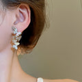 Copper Zircon Mother Of Pearl Butterfly Tassel Drop Earrings, Korean Light Luxury Style view 3