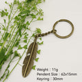 Zinc Alloy Feather Keychain Bag Charm Gift – Antique Copper view 2