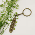 Zinc Alloy Feather Keychain Bag Charm Gift – Antique Copper view 6