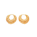 18K Gold Plated Copper Round Hollow Hoop Earrings, Light Luxury Geometric Fashion Jewelry view 5