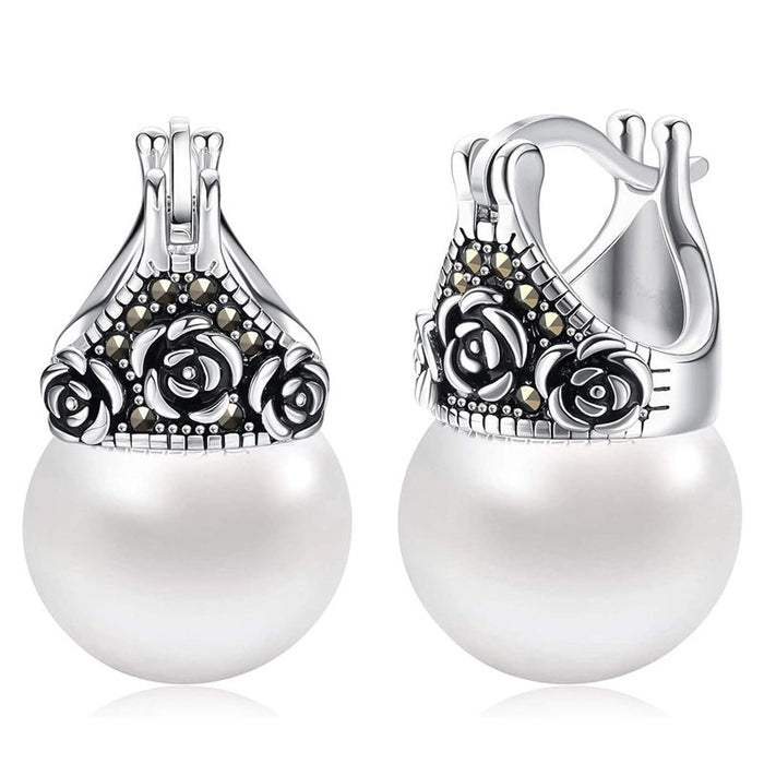 Glossy Rose Flower Earrings With Inlaid Zircon, Elegant Classical Fashion Jewelry For Women