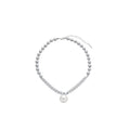 Gray Faux Pearl Rhinestone Geometric Pendant Necklace For Women, Light Luxury Beaded Choker view 5