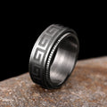 New Textured Pattern Rotatable Ring Light Luxury Designer Dark Style Trendy Finger Jewelry view 1