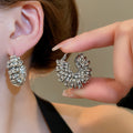 Rhinestone Round U-Shaped Alloy Earrings Light Luxury Geometric Fashion Ear Cuffs view 4