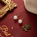 Elegant French Minimalist Round Faux Pearl Studs Silver Needle Mermaid Glow Luxury Women's Earrings view 3