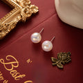 Elegant French Minimalist Round Faux Pearl Studs Silver Needle Mermaid Glow Luxury Women's Earrings view 4