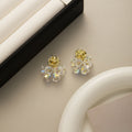 French Vintage Luxury Rose Flower Crystal Tassel Studs Super Sparkly Alloy Sweet Elegant Statement Earrings view 2