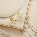 French Vintage Luxury Rose Flower Crystal Tassel Studs Super Sparkly Alloy Sweet Elegant Statement Earrings view 4