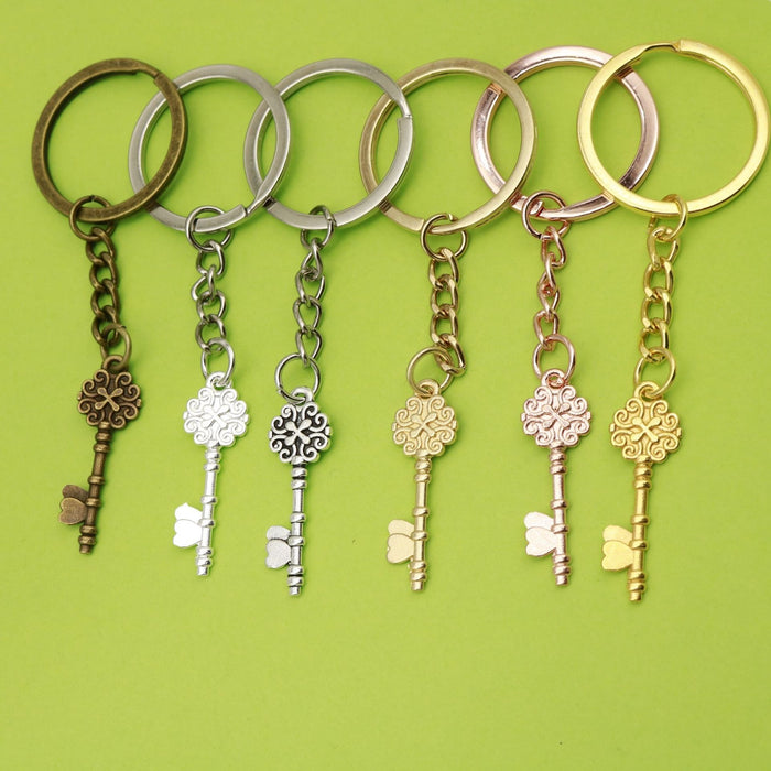 Zinc Alloy Heart Vintage Key Keychain Bag Charm Gift