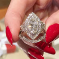 Light Luxury Couple Rings For Women, Marquise Geometric Sparkling Bridal Fashion Jewelry view 1